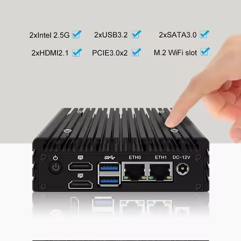 X86 P5 Micro Fanless Mini Firewall Intel Core 3-N355 i3-N305 N150 N100 Dual i226-V 2.5G LAN Server P