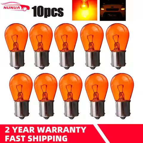 10Pcs/Set 1156 BA15S 581 21W Amber Car Auto Scooter Indicator Break Parking Turn Light PY21W DC12V H