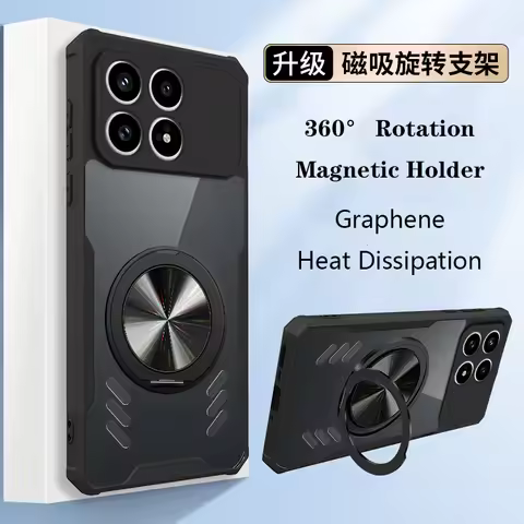 Magnetic 360° Rotation Stand Cooling Case For Redmi K90 Pro Max K80 K70 Pro Ultra K70E Transparent S