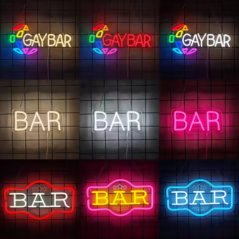 Gay Bar Neon Sign,LED Light Up Sign for Wall Decor,USB Powered Neon Lights for Gay Bar Pub Club Man 