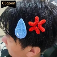 C5GOON 2Pack Plush Angry Duck Hair Clip Water Drop Crochet Woolen Headwear Personalized Style Creati