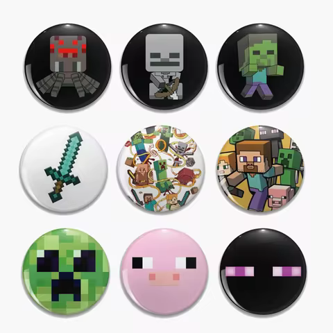 58mm Game MC Wolf Ocelot Pig Ghast Pin Brooch For Bag Clothes Enderman Creeper Brooch Badge for Back