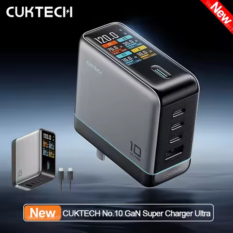 New CUKTECH No.10 GaN Super Charger Ultra AD1204U 120W 100 MAX 4 Ports USB-C Charger For Xiaomi Sams