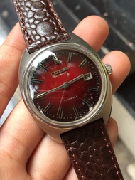 [HCM]Đồng hồ nam Citizen Automatic 21 Jewels mặt đỏ có ông cửa  lịch dây da