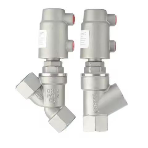 Vertical Horizontal DN10 DN15 3/8" 1/2" BSPT Female Pneumatic Air Y Shape Filling Machine Angle Seat