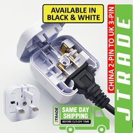 Flat 2-Pin Plug China or US to 3-Pin UK Plug Adapter Converter 250v 13A Fuse