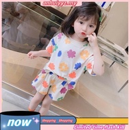 BNS 2PCS (Tshirt+Shorts) girl suit kids girl tshirt kids girl short pants kids girl baby girl clothi