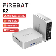 FIREBAT Mini PC (AMD Ryzen 5 3500U, 16GB RAM, 512GB SSD, Windows 11), R2 (N150 upgrade), Silver
