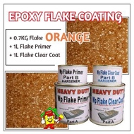 ORANGE FLAKE • Epoxy Flake Coating Set • Refurnishing Floor • No Hacking • Waterproofing