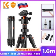 K&F Concept 64"/1.6m Carbon Fiber Lightweight 8kg/17.6lbs Load Quick Release Plate Tripod For DSLR S