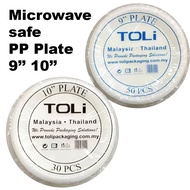 Toli 9'' (50's) 10'' (30's) PP Plate Disposable Plastic Plate Round Plate Party Plate 9 inch 10 inch