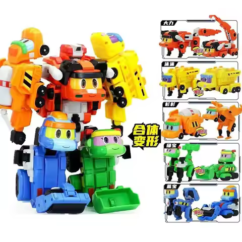5 in 1 Gogo Dino Engineering Vehicle Team Mecha Gogoking Robot Transform Combined Dinosaur Deformati