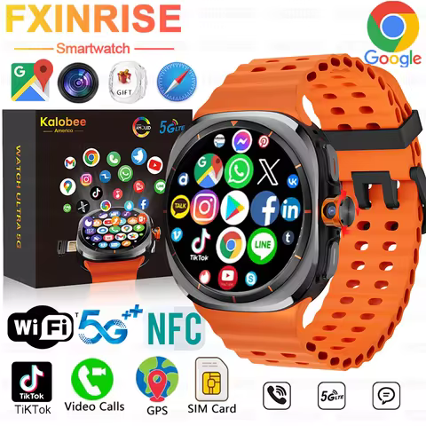 New U8 5G Network SIM Card Smart Watch 180° Camera GPS Wifi NFC TikTok Google Map IP67 Android Men W