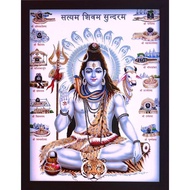 NEE Shiva with with 12 Jyotirlinga and with His Cow Nandi In Himalaya a Hindu Religious Poster with 