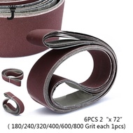 JK 6pcs/Set 2" x 72" Fine Grit Sanding Belt Sandpaper Sander Abrasive Band 5x182cm