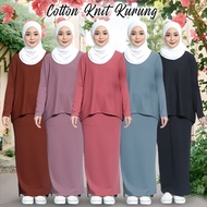 Stretchable Cotton Knit Baju Kurung Moden Baju Hitam Plus Size Baju Kurung Ironless Nikah Muslimah Plain Baju Raya Set