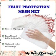 10 Pcs Pack Of Anti-Pest/Birds Protective Net Mesh Bag For Fruits Vege Sayur Buah Food Seed (Fruit F