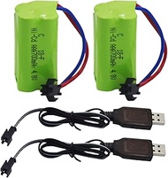 Blomiky 2 Pack AAA 4.8V 700mAH Battery Pack and 2 Cable for Amicool Threeking 1/28 Scale RC Stunt Tr