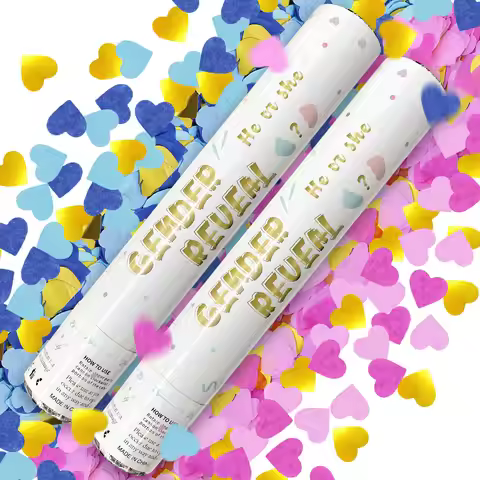 4 Pack Pink Gender Reveal Confetti Cannon Heart Shaped Confetti Party Poppers Boy Or Girl Gender Rev
