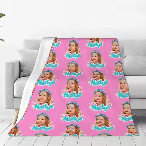 Cute Like Nastya Girl Knitted Blanket Anime Cartoon Wool Throw Blanket Home Couch Decoration Ultra-S