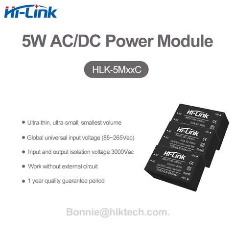 ACDC Power Supply Hi-Link 5W 5M05C/5M12C/5M24C Isolated Module with Built-In EMC Circuit 220V to 5V 