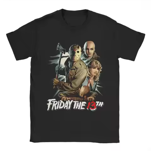 Friday 13th T-Shirts Jason Voorhees Friday 13th Cool 100% Cotton Tees Crew Neck Short Sleeve T Shirt
