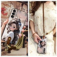 TPU Back Cover Phone Case For Samsung Galaxy A34 5G Dirt-resistant Anti-dust Lanyard Full wrap Graff