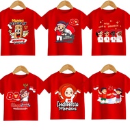 Size-68 Indonesian Independence Day T-Shirt August 17, 2025 for Boys and Girls Ages 2-16 Years