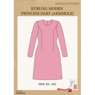 POLA BAJU KURUNG MODEN PRINCESS DART ARMHOLE SEWING PATTERNS BY HEEMAS