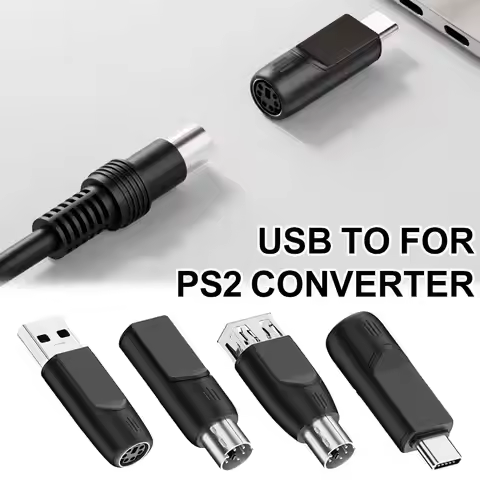 USB To PS2 Converter Keyboard Mouse Circular Hole 6-pin Adapter USB Female To PS2 Male Type-c To PS2