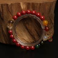 Mm Emperor Sand/Cinnabar Auspicious Bracelet Five-Way Money-Fortune/Five-Element Transfer Bracelet