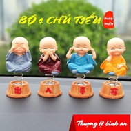 XO Set of 4 monk statues without decoration of car dashboard with spring base