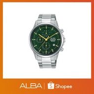 ALBA Philippines Prestige AM3863X1 Green Dial, Stainless Steel Strap, Quartz Men's Watch Chronograph