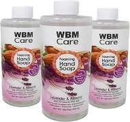 WBM Care Lavender Natural Foaming Soap Refills, Enriched with Almond Scent, Vitamin E &amp; Amino Acid, Moisturizing &amp; Nourishing Hand Wash, 13.5 Oz/Each (Pack of 3)