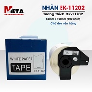 Printed label EK-11202 size 62mm x 100mm / Black text on white background / Compatible with Brother 