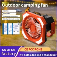 Camping Tent Fan Multifunctional 10000mAh Power Bank LED Lantern Portable Camping Fan USB Beach Fan With Hook