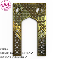 Akrilik Hiasan Dinding "Mihrab" Ornamen Masjid/Mushola Estetik Cantik Lafadz Allah & Muhammad 160x10