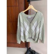 Diamond knit cardigan /argyle cardigan oversized cardigan crop cardigan/ korean cardigan/ pinterest 