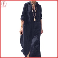 fulaide Women Dress Vintage Women Dress Vintage V Neck Maxi Dress for Women Plus Size Loose Casual B