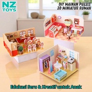 DIY 3D Puzzle Toys Miniature Interior House Educational Toys for Children Jigsaw Puzzle Paper House 