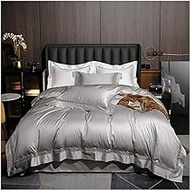 Cotton Bedding Soft Elegant Hotel Quality White Gray Duvet Cover Bed Sheet Pillow shams (Color : Gray, Size : Queen size 4Pcs) vision