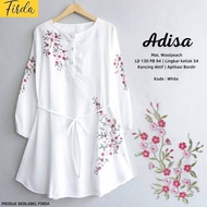 new adisa tunik putih baju atasan wanita jumbo big size bordir cantik