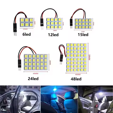 T10 BA9S Festoon c5w Car Led Panel Reading Lamp Bulb Light 24SMD/36SMD/48SMD Dome Adapter Festoon Wh
