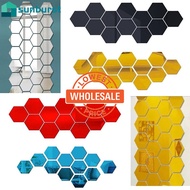 [Wholesale] Colorful 3D Hexagon Acrylic Mirror Wall Stickers / Removable DIY Home Decoration / Mosaic Tiles Art Decals Mirror Sticker / Self Adhesive Geometric Mirror Wall Stickers