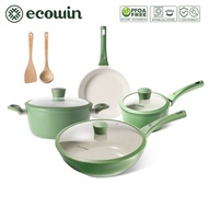 ecowin 11pcs Ceramic Rock Cookware Set with Silicone Lid Non Stick Pan Set for Induction Cooker (NO 