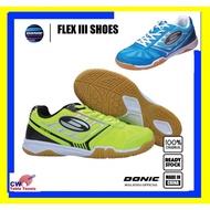 Donic Waldner Flex III Table Tennis Shoe Ping Pong Kasut Colour Lime Green and Blue Sport Shoes Doni