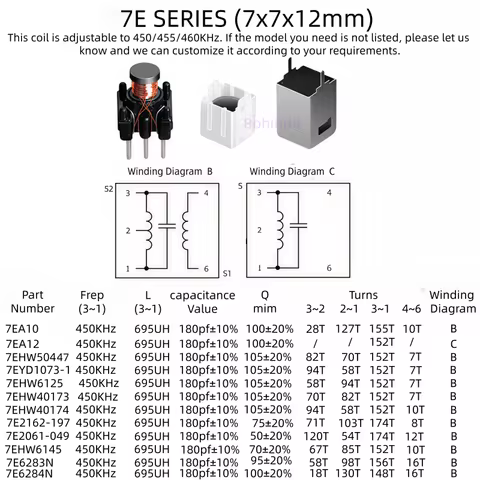Radio 450/455KHz Frequency Identification Coil IFT IF Adjustable Transformer