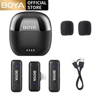 BOYA BY-WM3T Wireless Microphone, Lapel Mic with Charging Case & Noise Cancellation, Plug & Play for