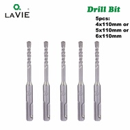 LAVIE 5pcs 4mm 5mm 6mm Electric Hammer SDS Plus Drill Bits Set 110mm Concrete Wall Brick Block Mason