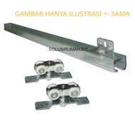 REL PINTU DORONG GALVALUM 180CM RODA SLIDING GESER 180 CM GALVANIS SET